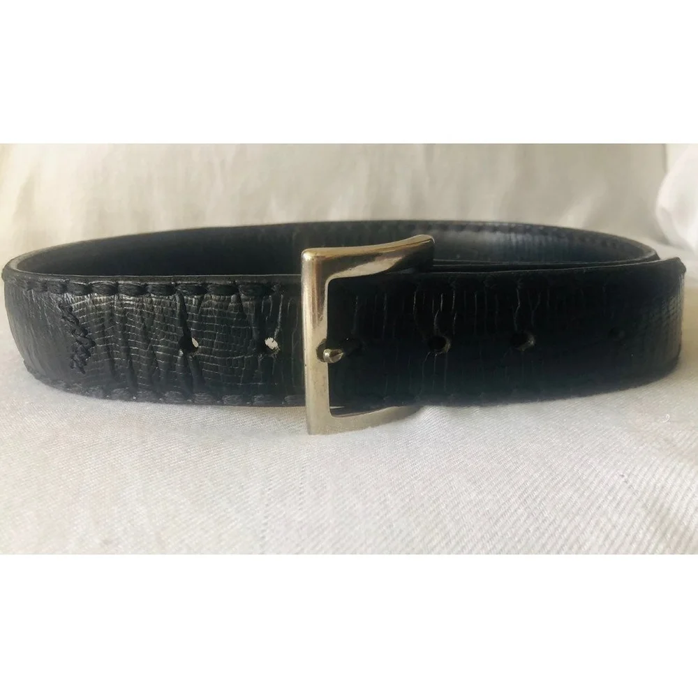Machine by Bassico Vintage Black Leather Belt 38” Unisex 2-Layer Thick Spain VG